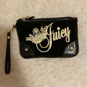 Black and gold suede Juicy Couture wristlet